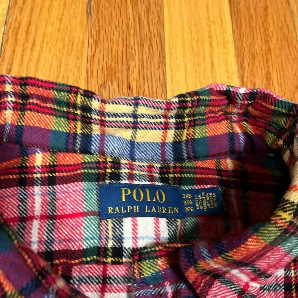 Ralph Lauren Shirt Mens 3XB Plaid Soft Flannel Button Down Pocket Pony Logo